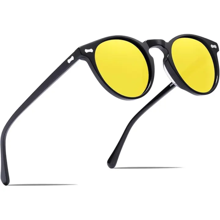 Gafas de Sol polarizadas Vintage para hombre, Protección UV402 para conducir y visitar. Marco Negro, lentes Amarillos - 1