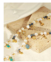 Encanto Collar de perlas de agua dulce Piedra Natural Colgante Titanio Acero Chapado en Oro Señoras Stacking Joyería - details 9