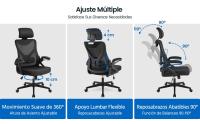 Silla de Oficina Ergonomica Silla Reposabrazo Ajustable Silla Oficina Trabajo con Reposacabeza Silla Giratoria Negro - details 2