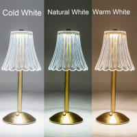 Lámpara De Mesa De Cristal Con Iluminación Tricromática Para Sala De Estar Y Dormitorio Luz Nocturna Sin Cable Protección Para Los Ojos Ajuste De Brillo Con Toque - details 10
