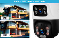 Cámara De Seguridad FUERS 6MP WiFi Exterior Con Lente Dual Monitoreo CCTV IP Onvif iCSEE Pantalla Doble Negro Resistente Al Agua IP66 - details 1