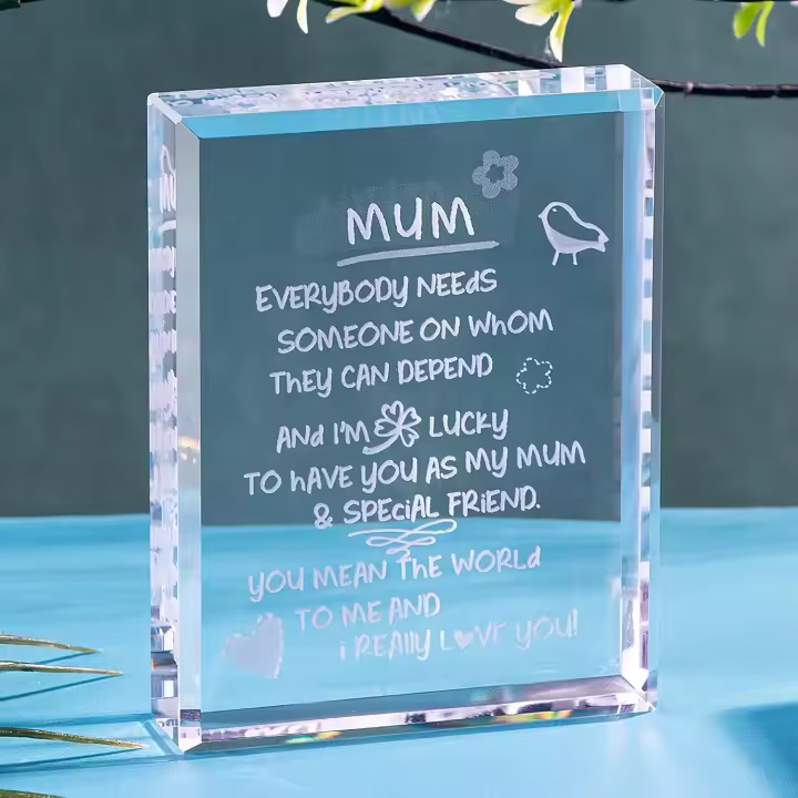 Regalo Para Mamá Cumpleaños Personalizado Bloques De Cristal Engraved Presente Para Día De La Madre Regalos De Hijo Hija - 1
