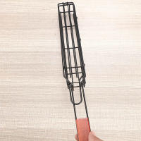 Cesta De Asado Portátil Para Kabob Con Mango De Madera Acero Inoxidable Antideslizante Para Verduras Camarones Carne Hot Dog BBQ - details 17