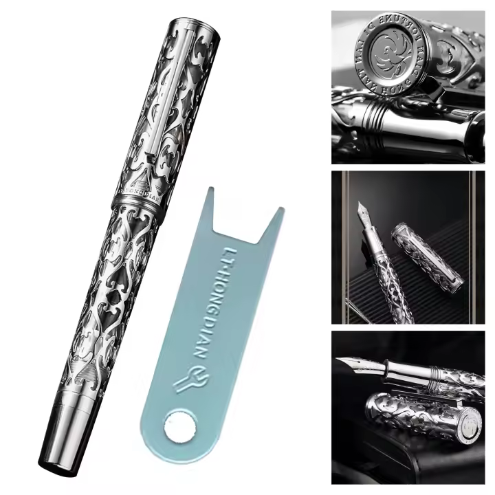Nuevo Bolígrafo De Fuente Resina Hongdian D1 0.5mm Nib Esqueleto Hueco Suministros De Oficina De Negocios Con Recarga Pistón - 1