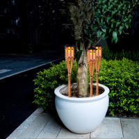 Lámpara De Jardín Solar Con Llama Automática Impermeable Para Iluminación De Camino Luz De Torcha LED De Bambú Para Exterior - details 2