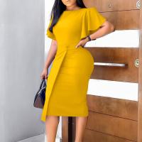 Vestido Elegante Para Oficina Para Mujer Con Volantes En La Manga Y Botones Silueta Suelta Midi Traje Formal De Negocios Vestimenta De Trabajo Ropa Midi Robe - details 5
