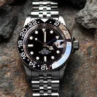 Reloj Mecánico Automático Tandorio NH34 40mm GMT Acero Inoxidable Para Hombres Con Bisel De Cerámica Y Cristal De Zafiro Resistente Al Agua - details 6