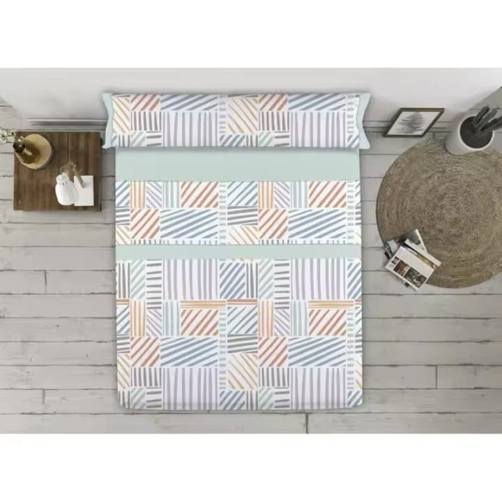 Tejidos Reina - Juego de Sábanas Tejidos Reina Parchis Multicolor Cama de 150 - 1