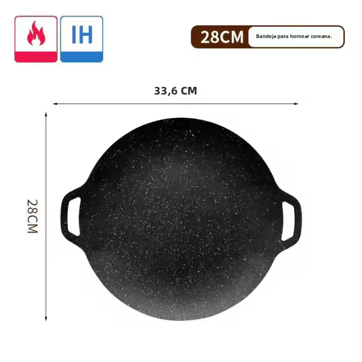 Sartén De Asado Redonda No Adhesiva Para Exterior Viajes Camping BBQ Accesorios De Cocina Tamaño 28/30/32/34/38 Cm - 1