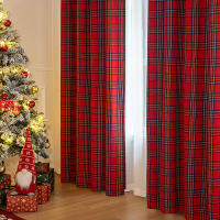 Cortinas De Navidad a Cuadros Térmicas Y Antipolvo Con Anillos Para Ventanas Cortina Negra Para Dormitorio Y Sala De Estar - details 5
