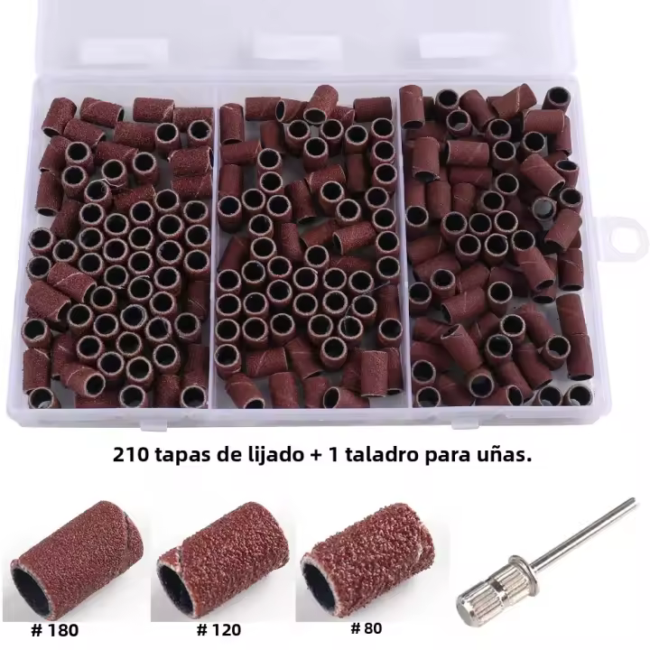 Juego De 210 Piezas De Banda De Pulido Para Máquina De Manicura Eléctrica 80/120/180 Grano Brocas De Uñas Herramientas De Pedicura Y Manicura - 1