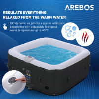 Arebos Spa Hinchable Bañera de Hidromasaje | Cuadrada | Interior y Exterior | 154x154cm | 4 Personas | 130 Chorros de Masaje | 600 L - details 12