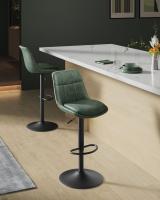 Set de 2 taburetes de bar giratorios y regulables, acolchado, con respaldo y reposapiés, de acero, para cocina y comedor, color negro tinta o marrón caramelo - details 19
