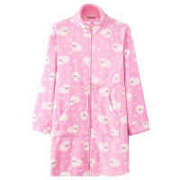 Bata de mujer - bata corta de coralina con cremallera y bolsillo， cintura elástica ajustable，cálido, suave y cómodo, ropa de hogar - Adecuado para otoño e invierno - 2861 - details 0