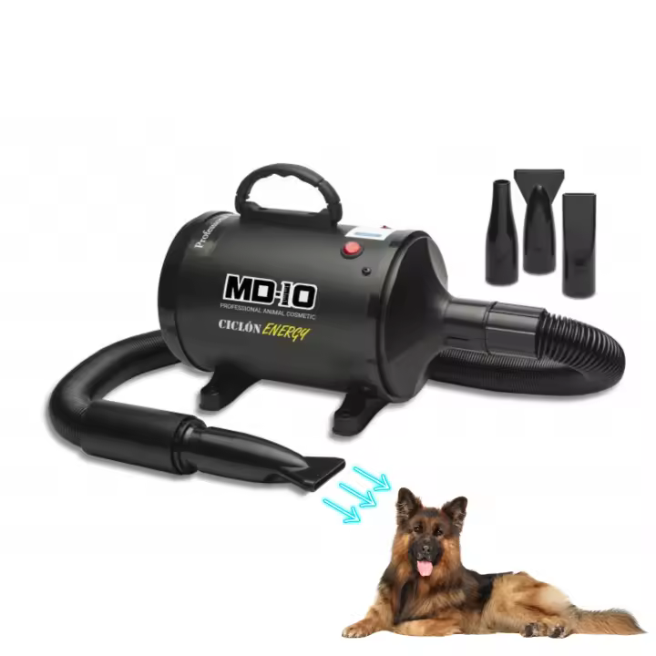 Expulsor de Aire para Mascotas - Ciclón Energy - 2000W - Secado Rápido y Silencioso 50 dB - Aire Frío y Caliente 50°C - 3 Boquillas, Manguera y Filtros - Portátil y Ligero - MD10 COLLECTION - 1