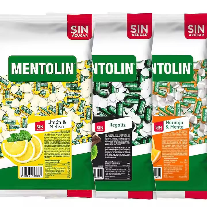 MENTOLIN PACK 3 Kg caramelos sin azúcar para la tos Limón Melisa & Regaliz & Naranja - 1