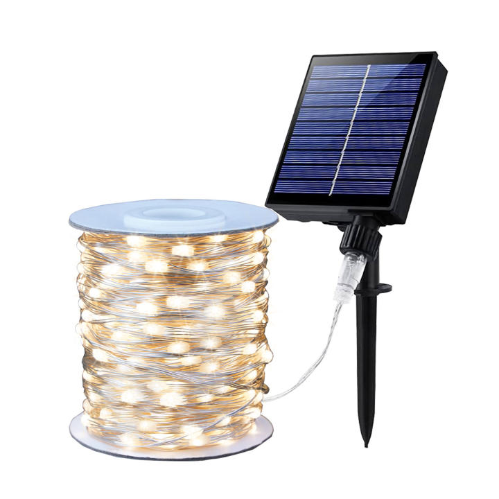 Luz De Cadena Solar LED Exterior 1000 LEDs 100m/50m/30m/20m/10m 8 Modos Para Jardín Camping Fiesta Navidad Decoración