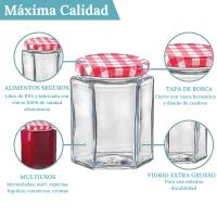 MundoTarros - Tarros de Cristal Hexagonales con Tapa Herméticos de 95ml - Incluye Etiquetas - Aptos para Lavavajillas - Tarritos resistentes Ideales para Mermeladas, Miel, Especias, Cremas... - details 1
