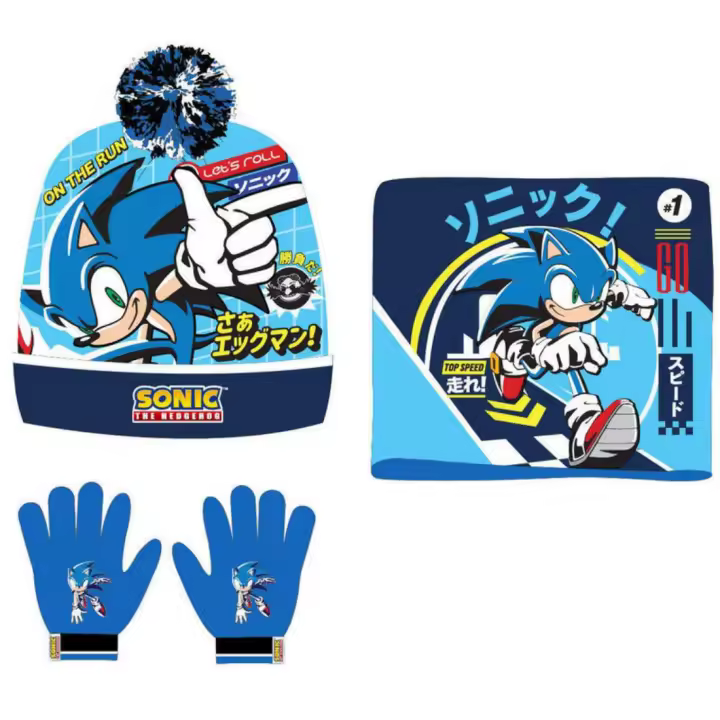 Set Infantil Braga Cuello + Guantes + Gorro Juego Sonic - 1