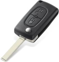MultiAccesorios "Carcasa para Llave de Coche con 2 Botones - Compatible con Citroën y Peugeot (Modelos 206, 107, 207, 307, 407, C2, C3, C4, C5, C6) - Repuesto Negro de MultiAccesorios con Zócalo para Pila, Ideal para Sustituir Llaves Dañadas o Desgastadas - details 0