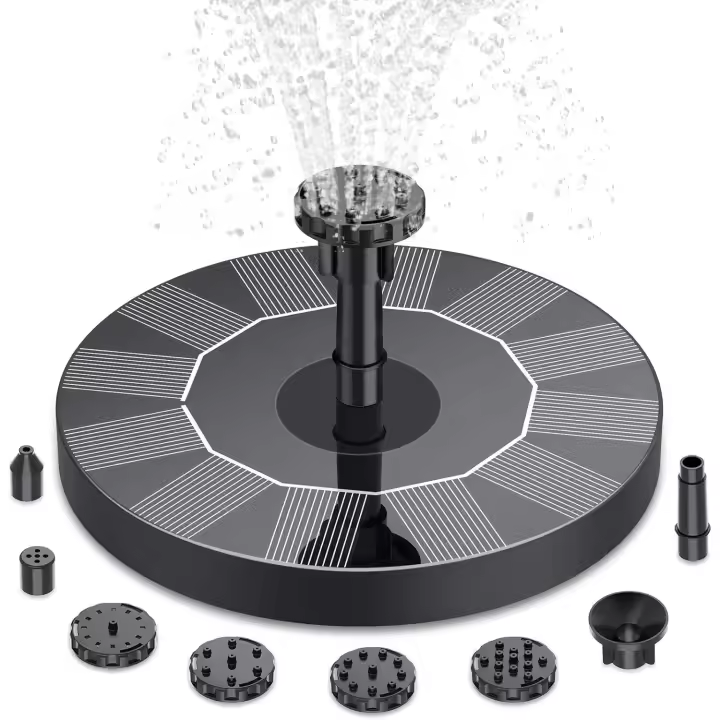Bomba de Fuente solar de 1 W, Kit de Fuente solar flotante con 6 Boquillas - 1