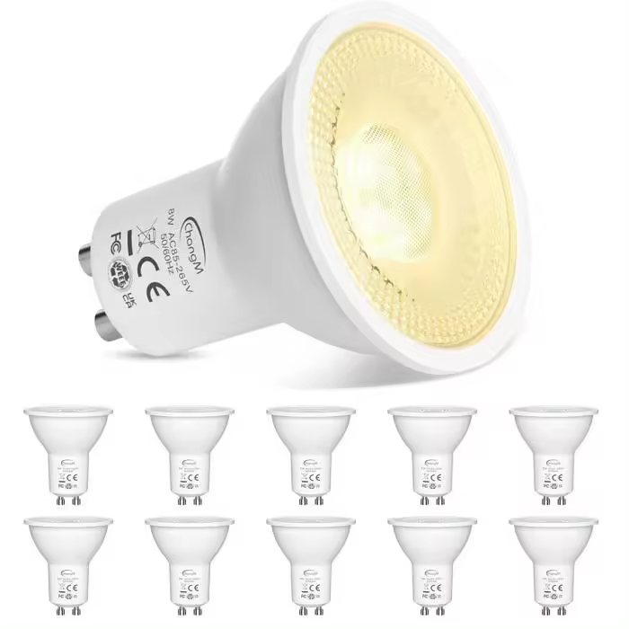 Bomba LED GU10, Blanco Cálido 2700 K, 7 W equivalente a una bomba halógena de 70 W, 720 LM, Fuego LED, no regulable, paquete de 10 - 1