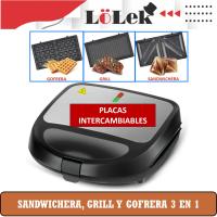 Sándwichera, Gofrera y Grill Eléctrico 3 en 1 LoLek | 750W de Potencia | Placas Intercambiables y Antiadherentes | Fácil de Limpiar y Almacenar | Indicador Luminoso de Encendido | Diseño Compacto para Cocina | Prepara Sándwiches, Gofres y Parrilladas 🥪🧇 - details 1
