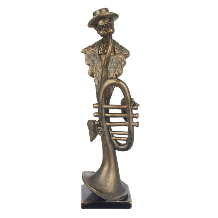 SIGNES GRIMALT Figura Músico Trompeta Dorado de Resina | Figura de Persona para Decoración Hogar - 1