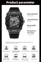 Reloj Deportivo De Cuarzo Para Hombres Con Grande Dial Impermeable Y Manos Luminosas Reloj Cuadrado De Silicona Para Actividades Al Aire Libre - details 4