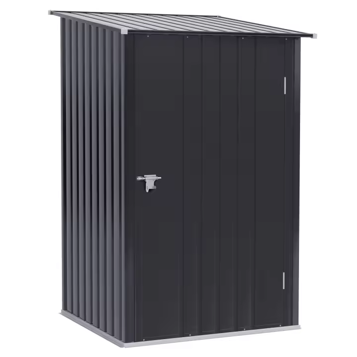 Outsunny Caseta de Jardín 0,92 m² 100x103x160 cm Cobertizo Exterior de Acero Galvanizado con Puerta Cerradura y Techo Inclinado para Almacenamiento de Herramientas - 1
