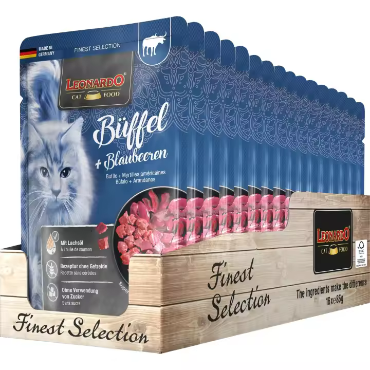 Leonardo Finest Selection - Comida húmeda premium para gatos - Pack de 16 bolsas x 85gr - ¡Delicioso alimento para consentir a tu gato! - 1