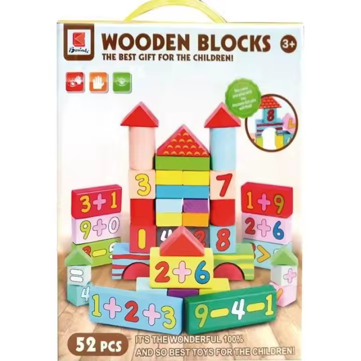 PACK 52 PIEZAS DE MADERA CON NUMEROS DE CONSTRUCCION DE PANRITOS - 1