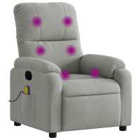vidaXL Sillón reclinable de masaje tela de microfibra Marrón, Gris claro, Gris oscuro Sillon Dormitorio Sillon Comodos Silla Relax Sillón Sofá - details 3