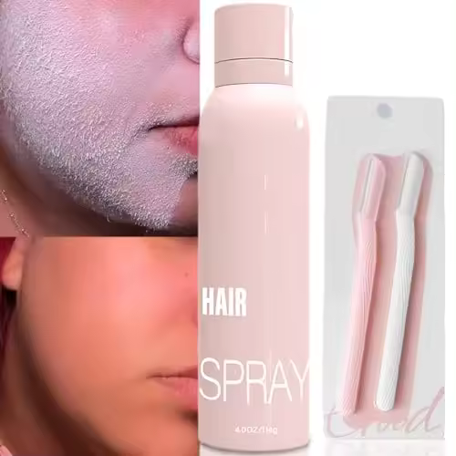 Spray de identificación de cabello para afeitado facial, spray de identificación de cabello para dermaplaning facial, spray de identificación de cabello y juego de dermaplaner, juego de spray de afeitado facial para mujeres (1 juego) - 1