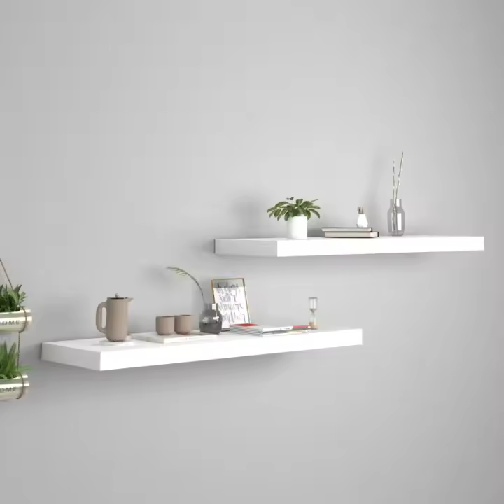 Estantes flotantes de pared 2 uds MDF blanco 80x23,5x3,8 cm - 1