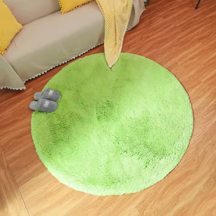 Alfombra Moderna para Sala De Estar, Alfombra Redonda Súper Suave para Dormitorio Terciopelo Mullido Alfombra Interior Suave Pelo Largo Cojín Decorativo para Silla Cojín para Sofá (Verde, 100x100cm)-Sunny - 1