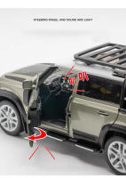 Land Rover Defender 1:18 SUV De Aleación Vehículo Off-Road a Escala Con Sonido Y Luz Regalo De Cumpleaños Para Niños Modelo De Coche Metálico Para Jóvenes Y Adultos - details 5
