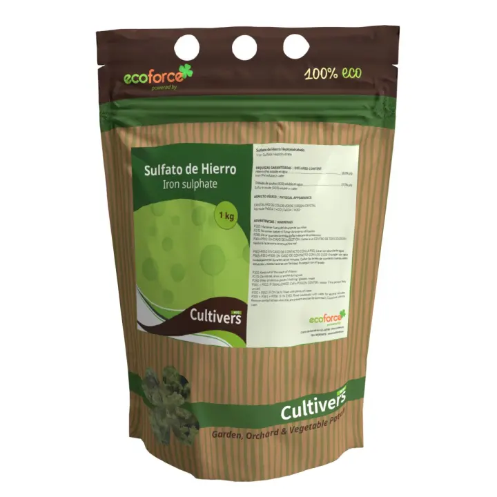 CULTIVERS Sulfato de Hierro Heptahidratado 1 kg múltiples uso Hogar y Jardín. Abono Natural para Plantas aporte de Hierro - 1