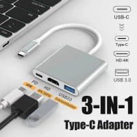 Cable Convertidor 3 En 1 USB-C a HDMI Compatible Para Samsung Huawei iPad Mac NS Adaptador HD 4K USB 3.0 Tipo C a HD Para Monitor - details 0
