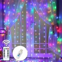 Luz De Enredadera De 300 LED Para Cortina Control Remoto USB Impermeable 8 Modos Para Decoración De Navidad Boda Fiesta - details 0
