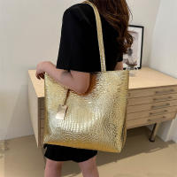 Bolso De Hombro Para Mujer Casual Fashion PU Cuero Negro Plata Oro Estilo Crocodiloid Bolso Grande Capacidad Tote Bag Ladies Hand Bags - details 12