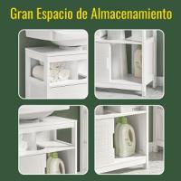 SoBuy Mueble para Debajo del Lavabo Armario de Baño de Suelo 1 Estante y 2 Puertas Correderas Blanco 60 x 30 x 60 cm FRG128-II-W ES - details 2