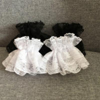 Pulseras De Encaje Negro Con Floral Ruffle Para Mano Lolita Cuff De Muñeca Elegante Guantes Cortos Para Damas Gloves De Halloween - details 2