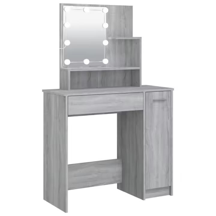 Tocador con LED gris sonoma 86,5x35x136 cm - 1