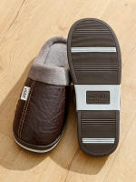 Zapatillas De Invierno Para Hombres Talla Grande Cuero PU Suela TPR Comodidad Interior Casa Dormitorio Antideslizantes Casuales - details 1