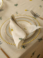 Mantel De Lino Rectangular Texturizado Con Flores Resistente a Manchas Y Caída Ligero Para Cocina Uso En Fiesta Banquete Hotel - details 10