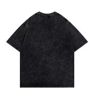 Camiseta De Algodón 100% Para Hombre Estampado Ácido Hip Hop Streetwear Verano Manga Corta Color Negro Suéter Casual - details 3