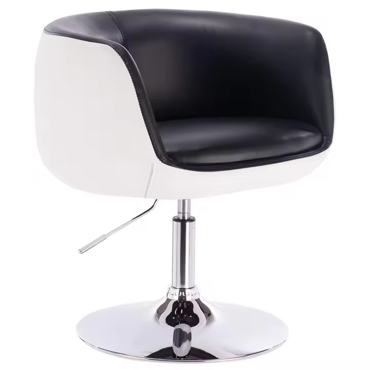 Sillón MARITZA, cromado, similpiel blanca y negra - 1