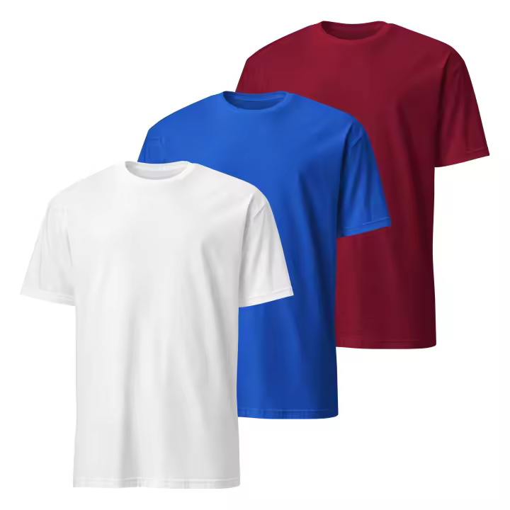 Pack de 3 Camisetas de Manga Corta para Hombre - Premium - 100% Algodón de Alta Calidad - Diseño Ligeramente Ajustado - Color Blanco, Azul Royal y Burdeos - Marca SO Wear Siempre Original - 1
