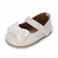 Zapatos De Princesa Para Bebé Niña Con Lazo PU Suave Suela Primera Caminata 0-18M Blanco Walker De Primer Paso Con Buitre Y Cierre De Correa - details 4